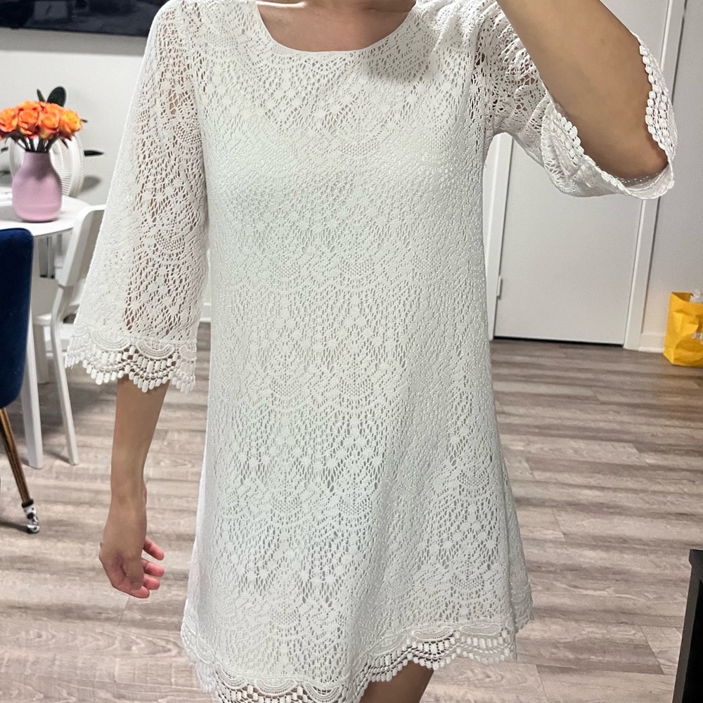 H&M white punched dress